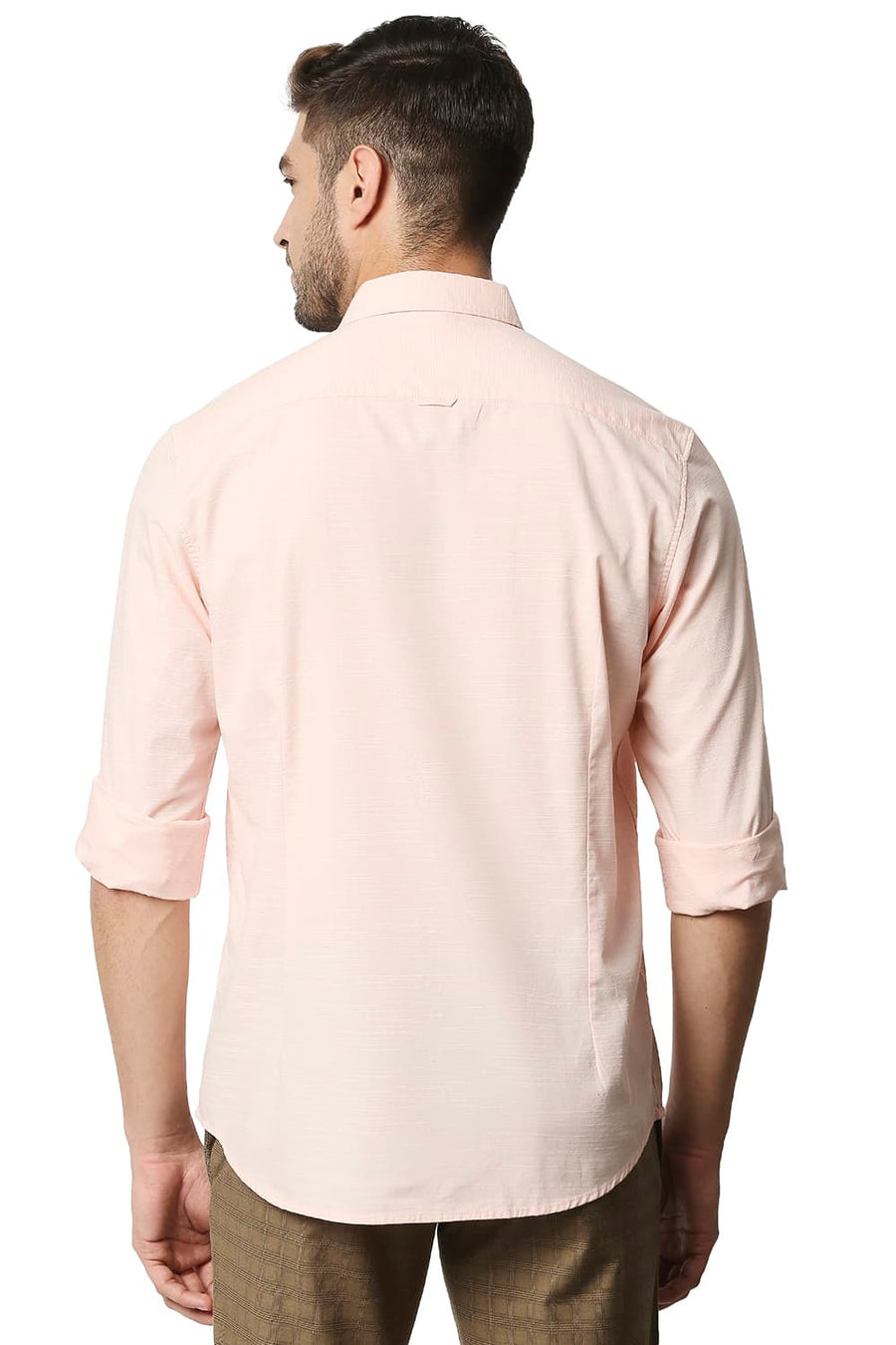 BASICS SLIM FIT PINK BLOSSOM SLUB SHIRT