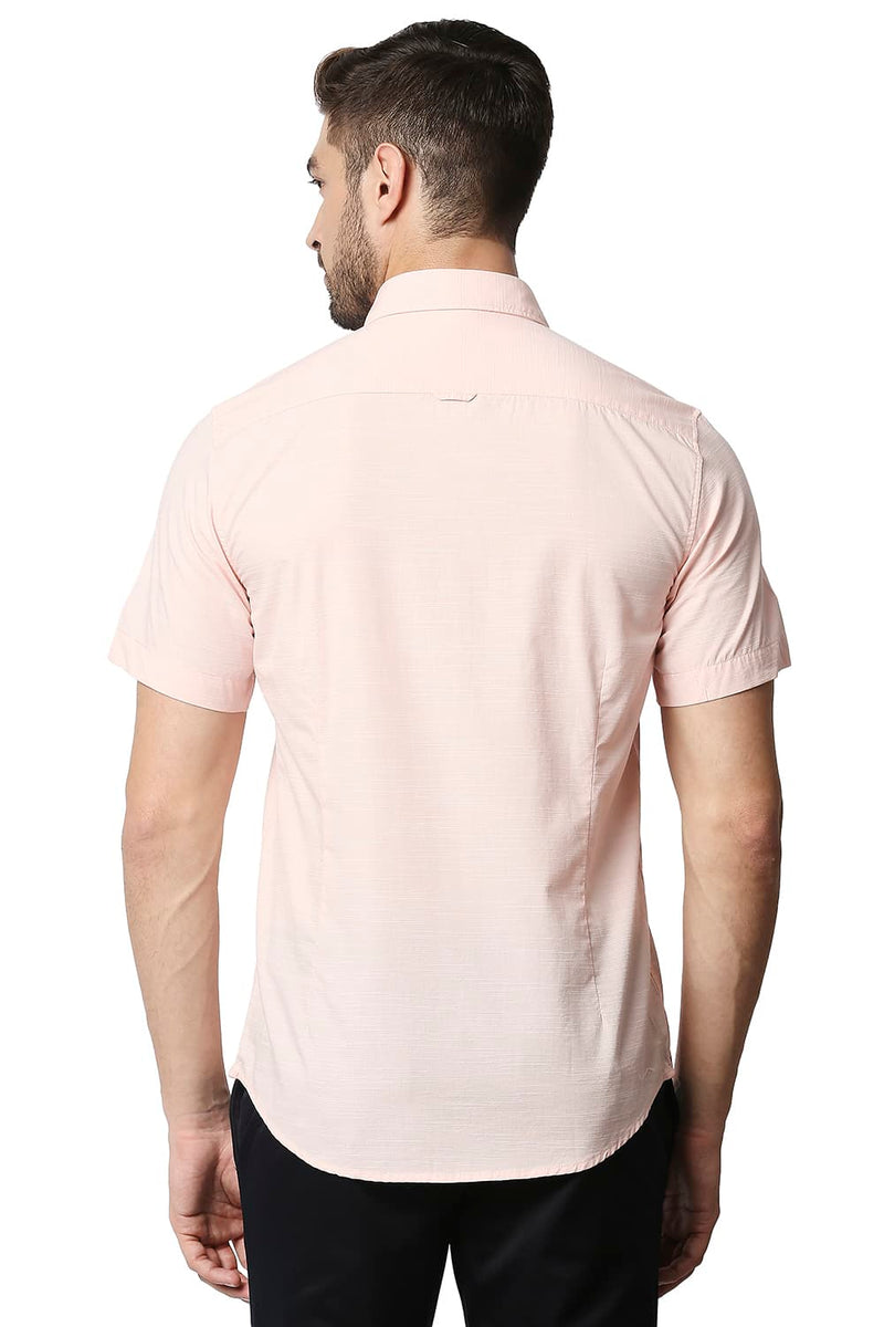 BASICS SLIM FIT SLUB HALFSLEEVES SHIRT