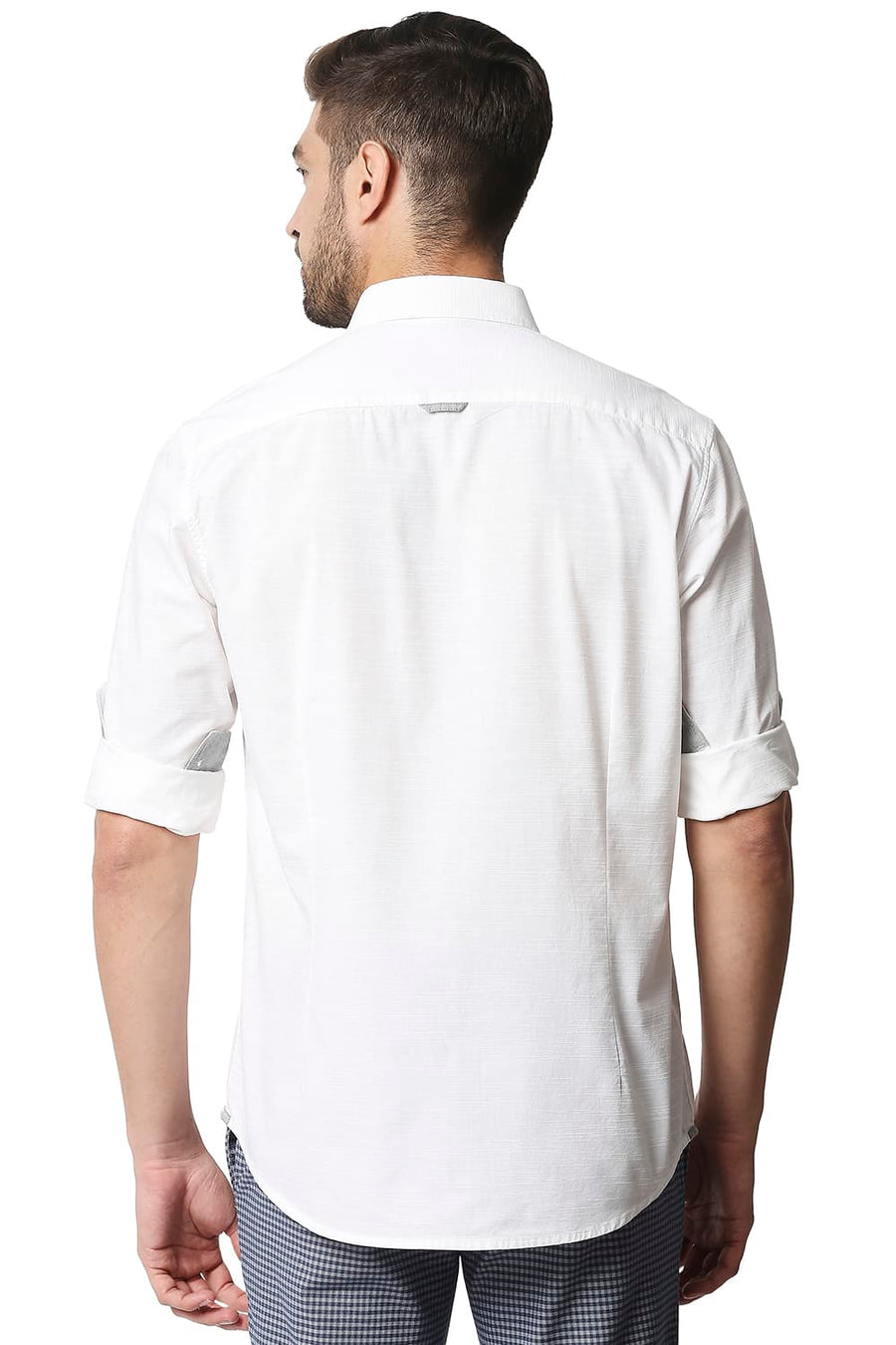 BASICS SLIM FIT CLOUD WHITE SLUB SHIRT