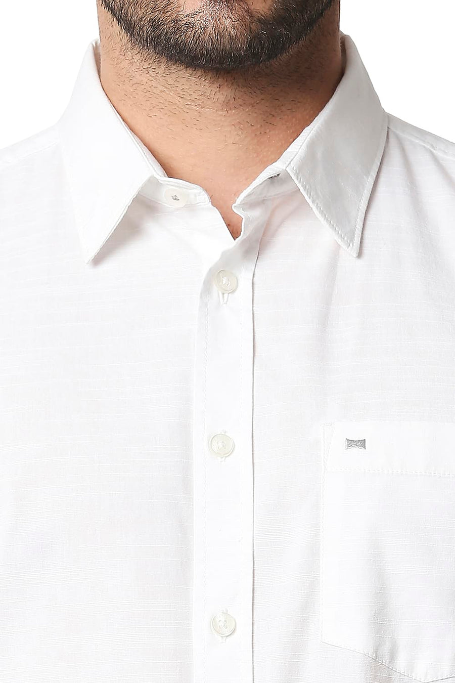 BASICS SLIM FIT CLOUD WHITE SLUB SHIRT