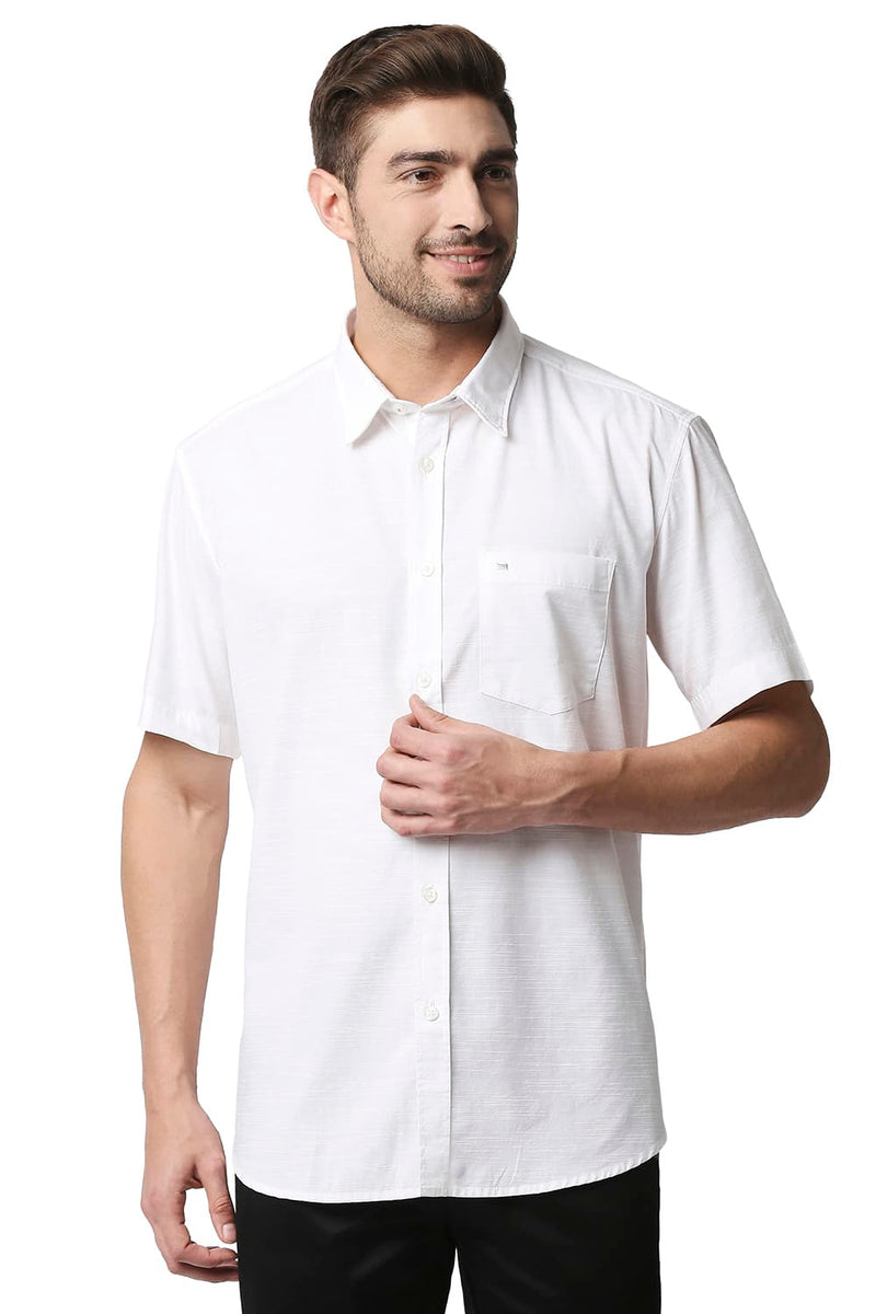 BASICS SLIM FIT SLUB HALFSLEEVES SHIRT