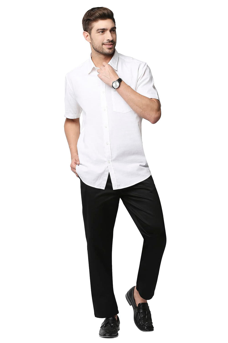 BASICS SLIM FIT SLUB HALFSLEEVES SHIRT