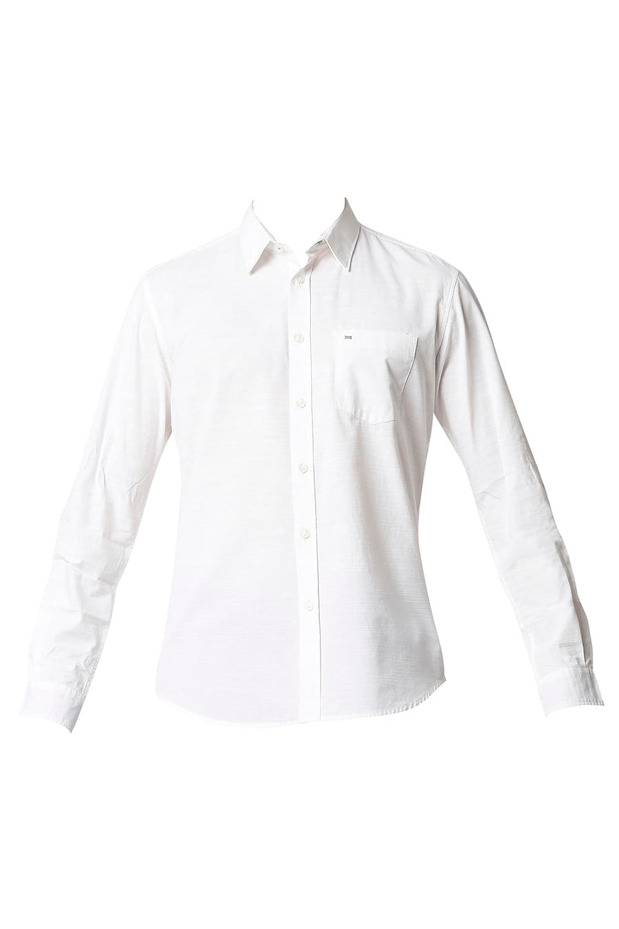 BASICS SLIM FIT CLOUD WHITE SLUB SHIRT