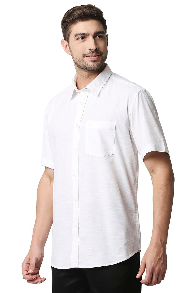 BASICS SLIM FIT SLUB HALFSLEEVES SHIRT