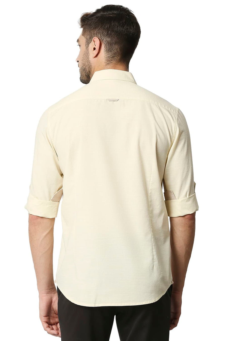 BASICS SLIM FIT AFTER GLOW YELLOW SLUB SHIRT