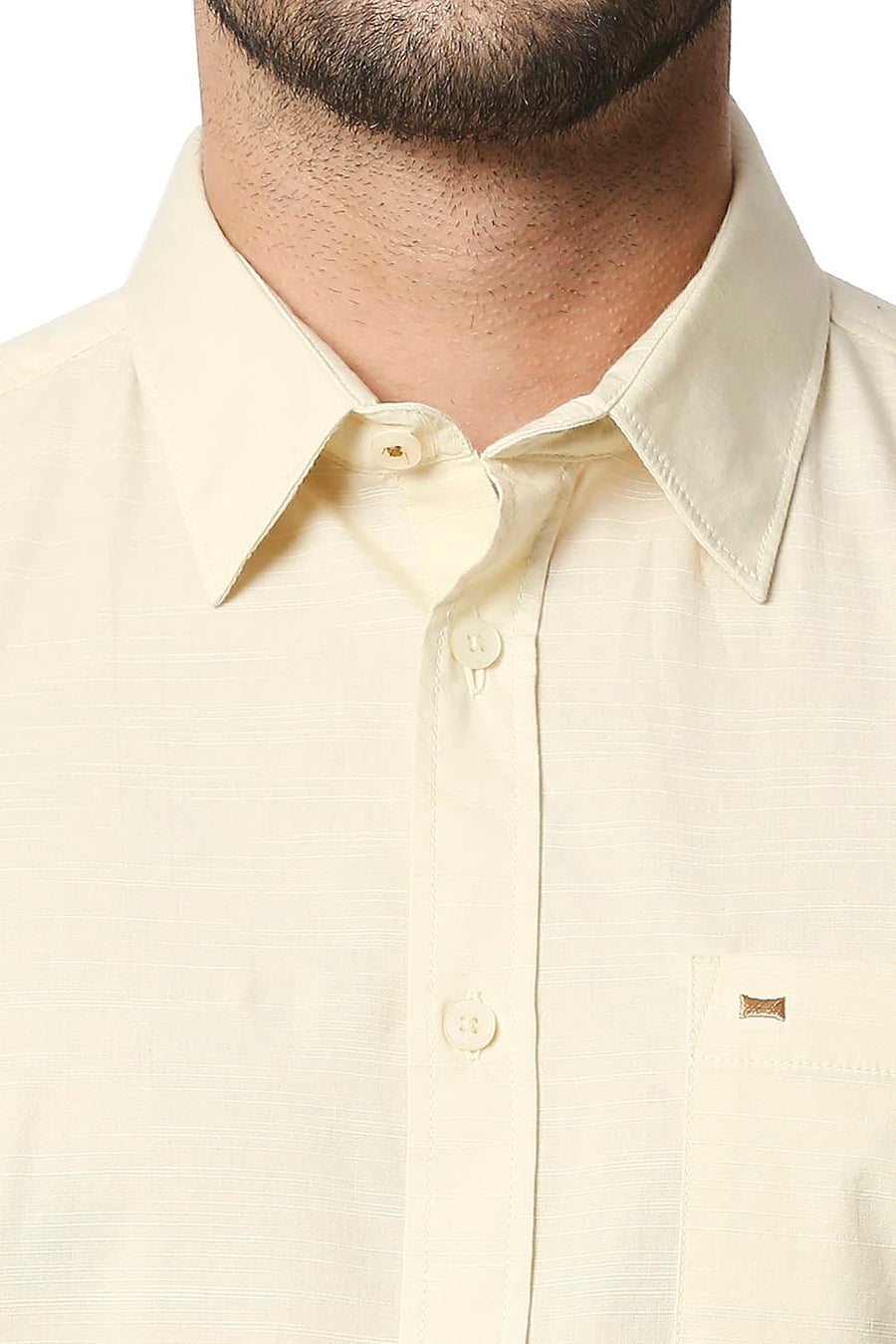 BASICS SLIM FIT AFTER GLOW YELLOW SLUB SHIRT