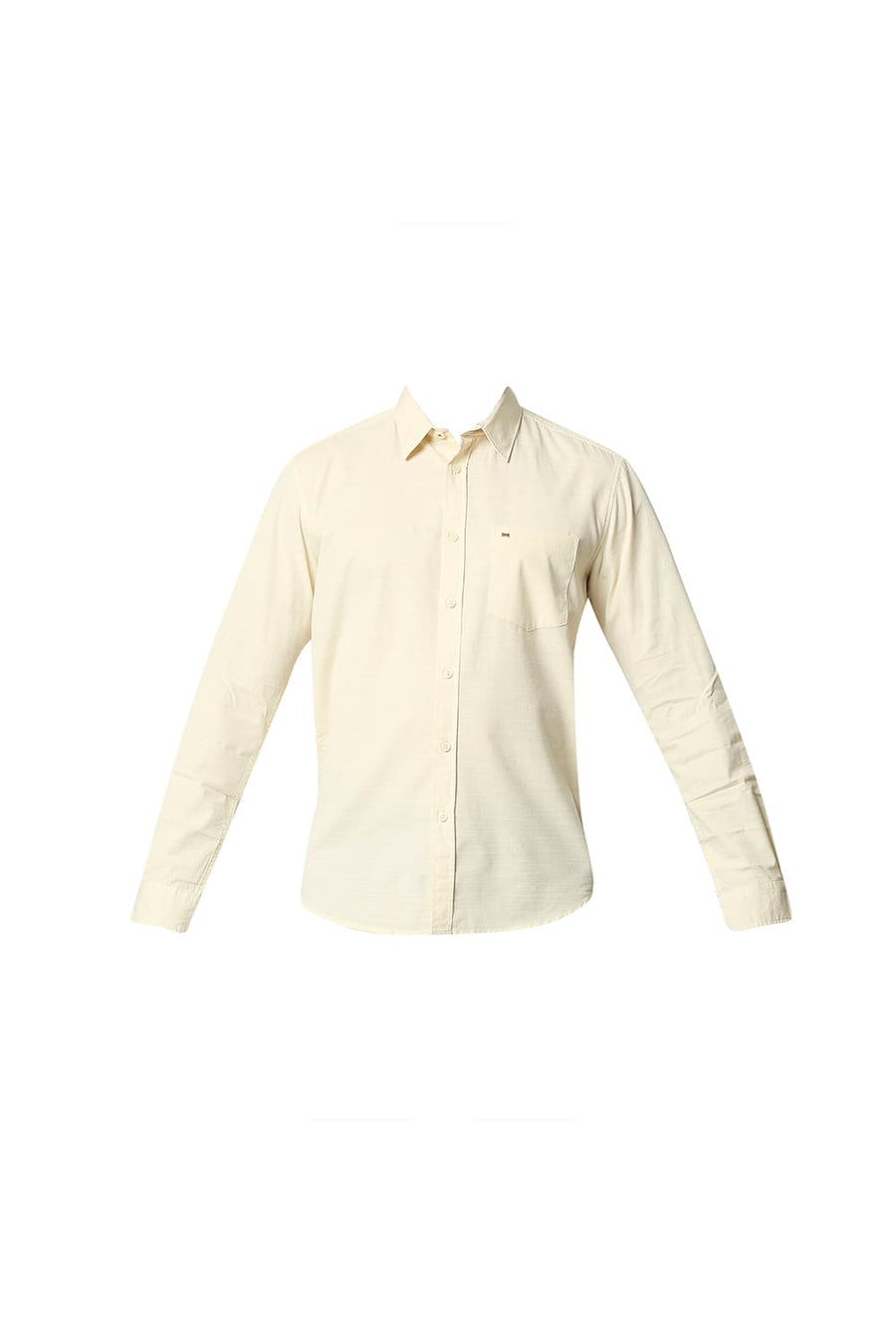 BASICS SLIM FIT AFTER GLOW YELLOW SLUB SHIRT