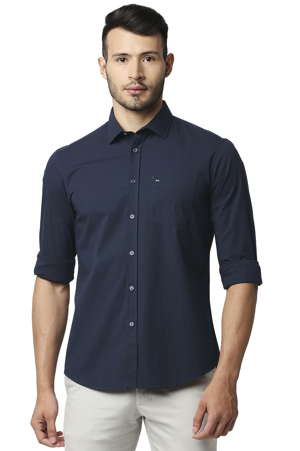 BASICS SLIM FIT POPLIN STRETCH SHIRT