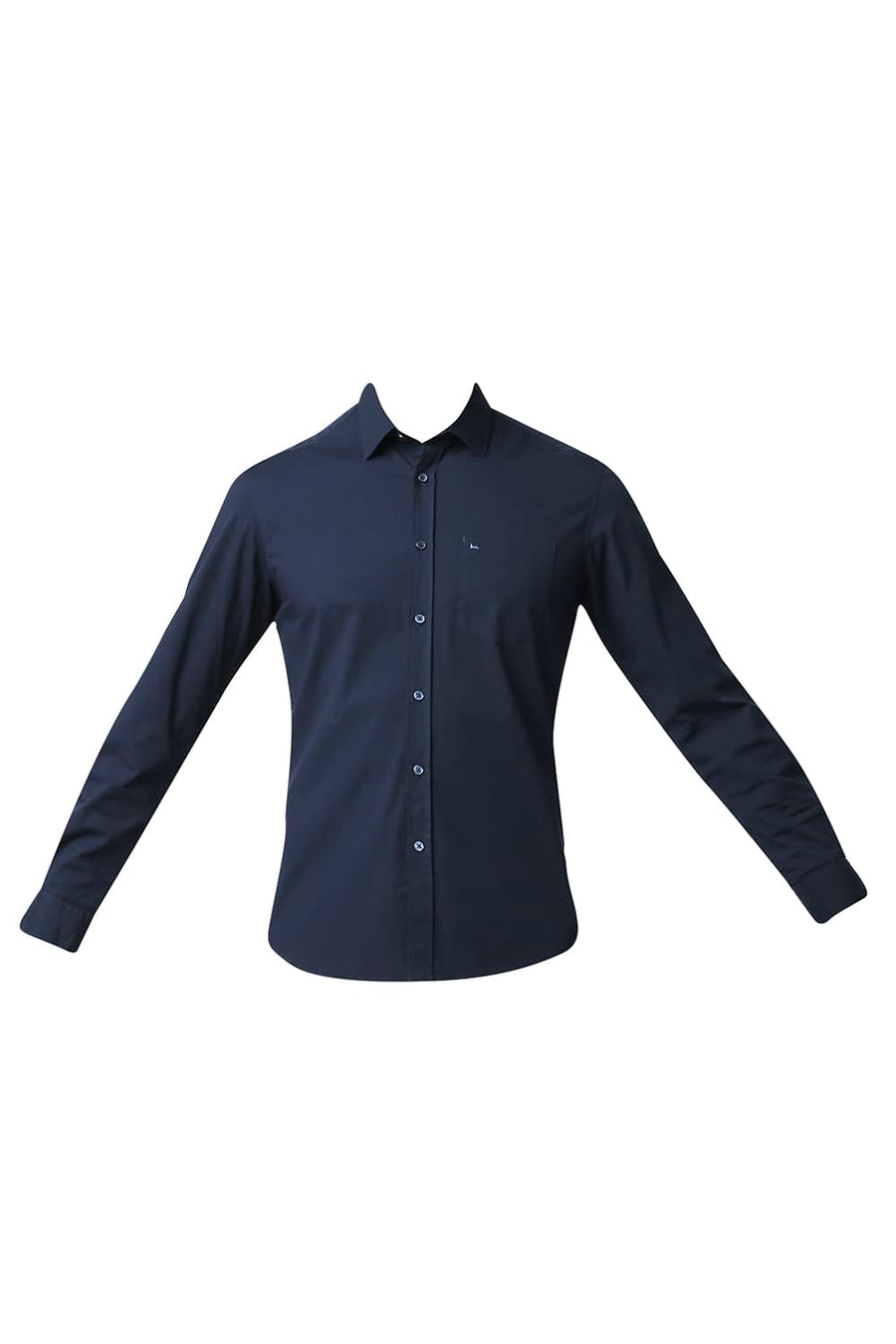 BASICS SLIM FIT NAVY NIGHTS POPLIN STRETCH SHIRT