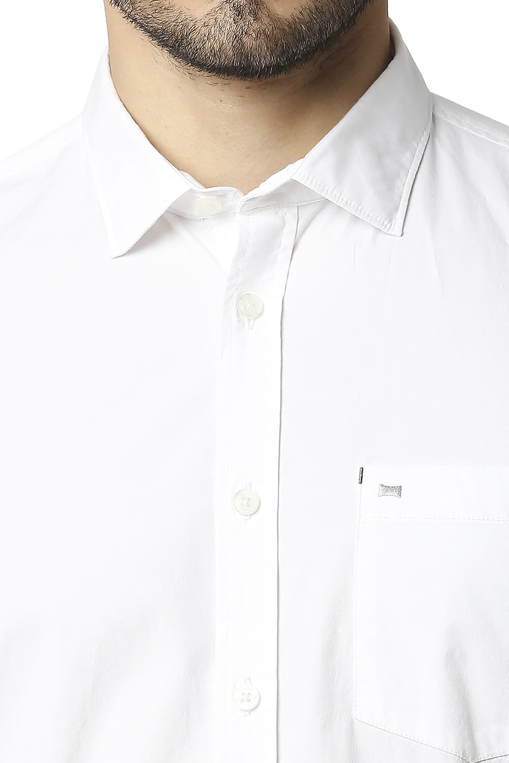 BASICS SLIM FIT POPLIN STRETCH HALFSLEEVES SHIRT