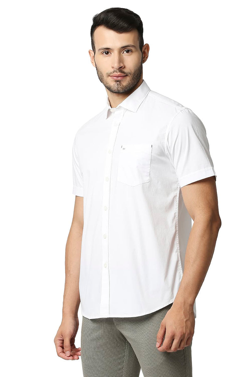 BASICS SLIM FIT POPLIN STRETCH HALFSLEEVES SHIRT