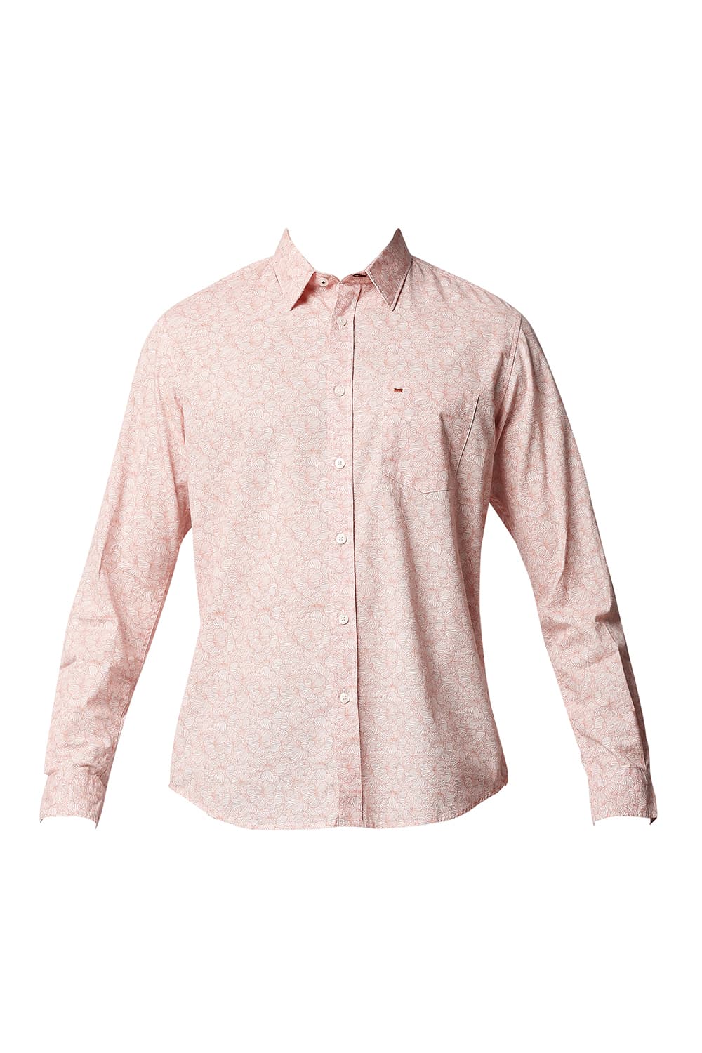 BASICS SLIM FIT SLUB PRINTED SHIRT