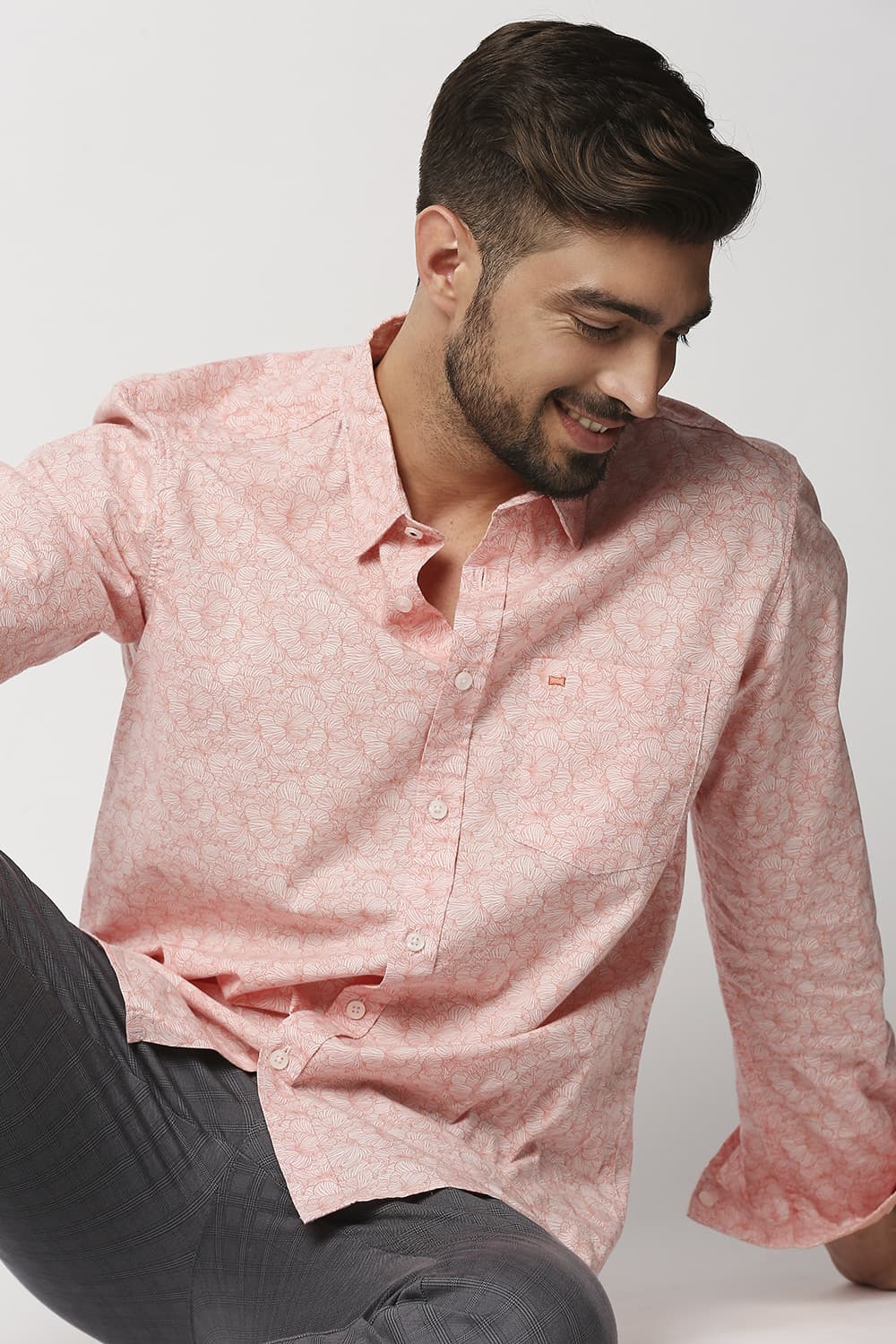 Slim Fit Slub Printed Shirt