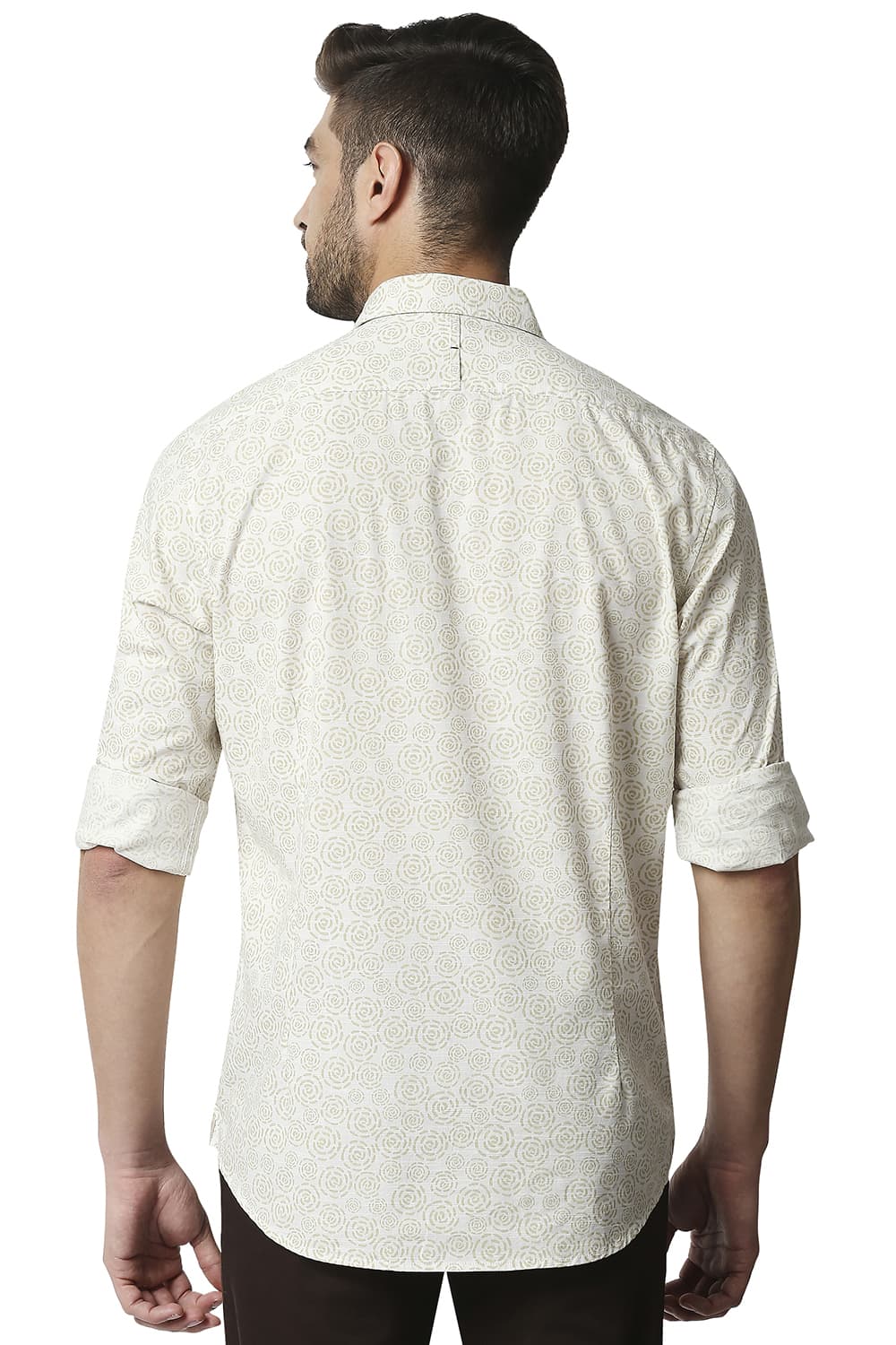 BASICS SLIM FIT SLUB PRINTED SHIRT