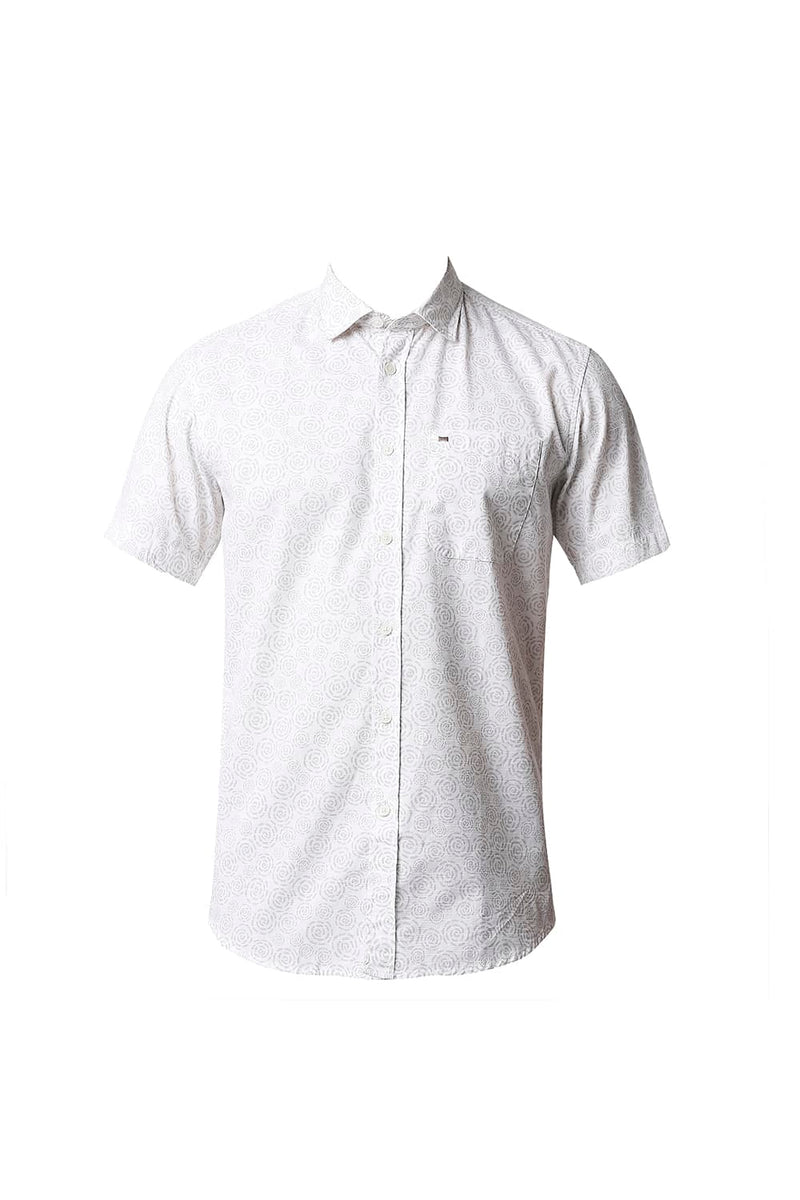 BASICS SLIM FIT SLUB PRINTED HALFSLEEVES SHIRT