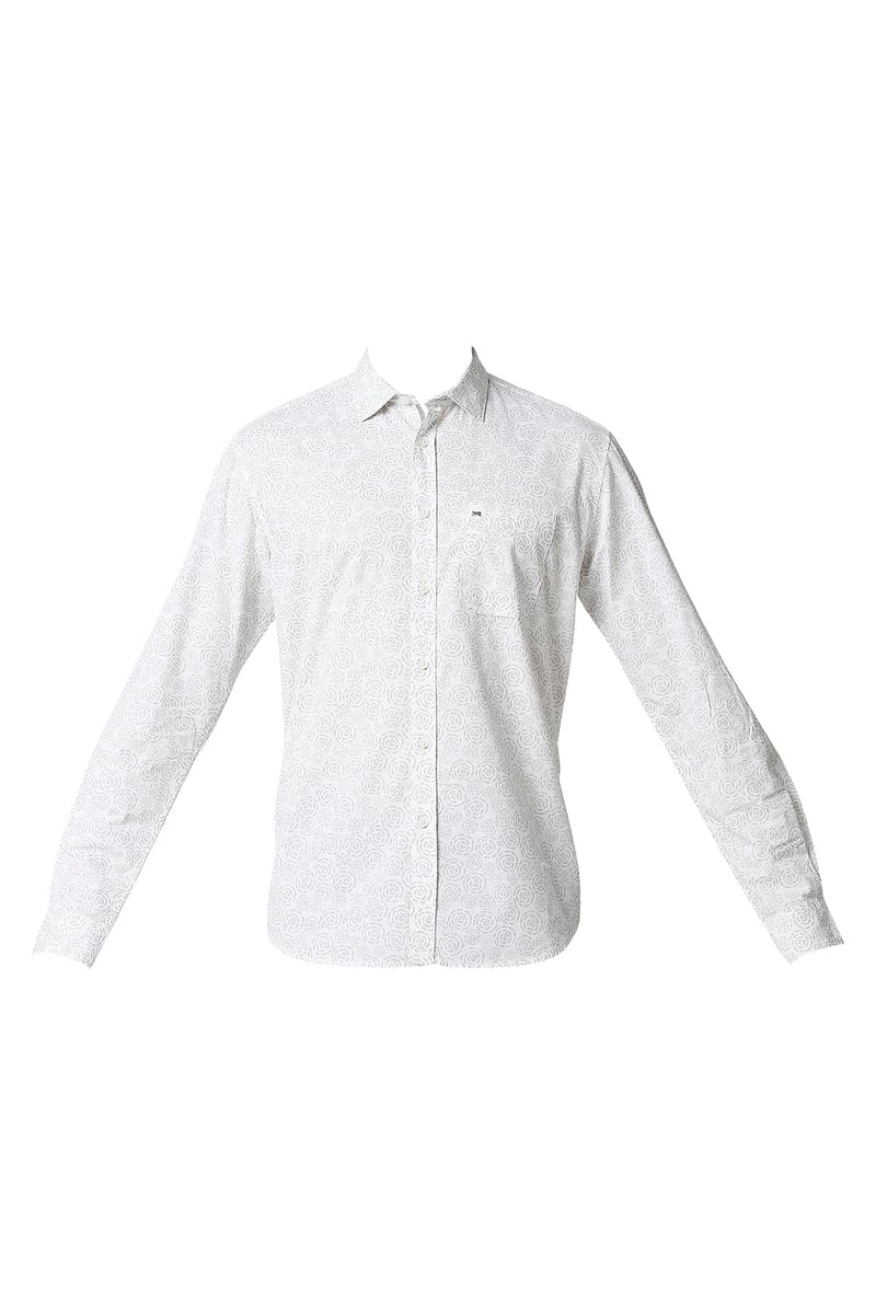 BASICS SLIM FIT SLUB PRINTED SHIRT