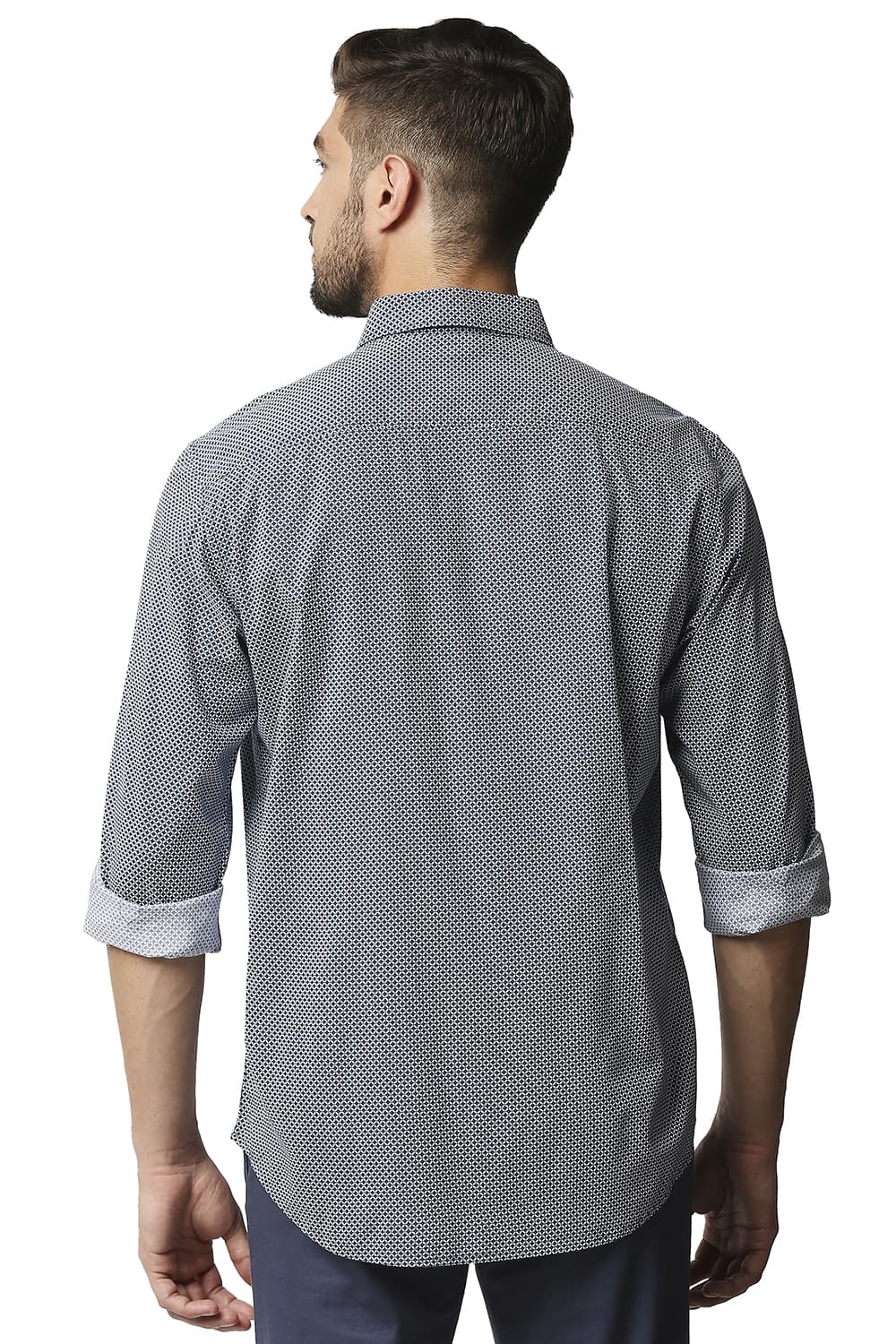 BASICS SLIM FIT COTTON VISCOSE PRINTED SHIRT