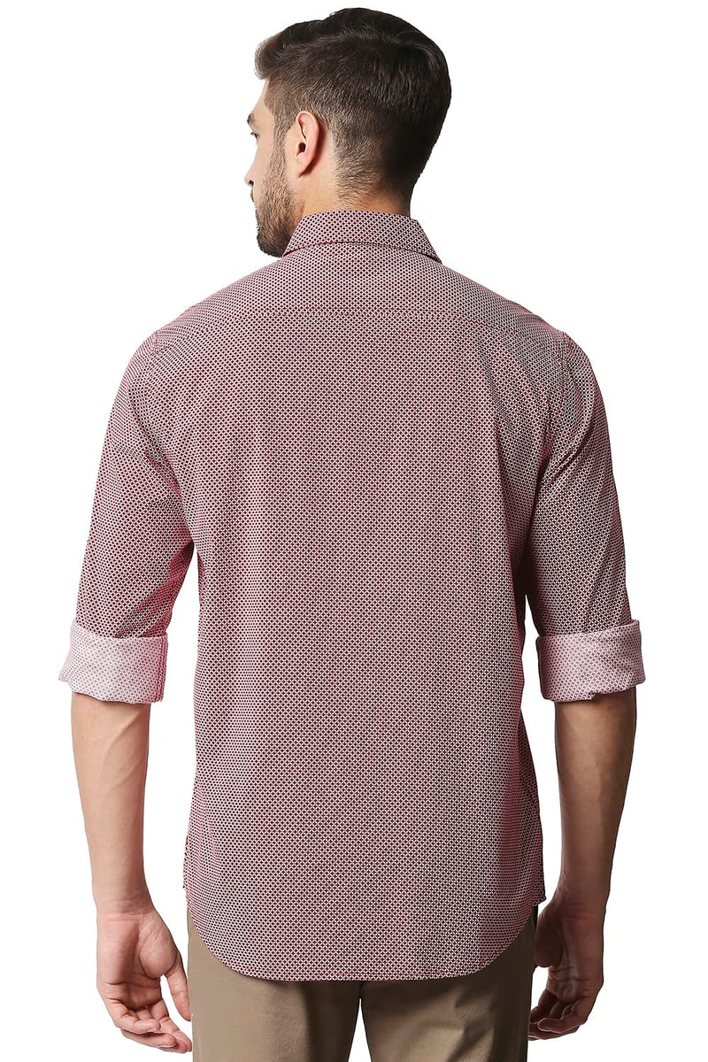 BASICS SLIM FIT COTTON VISCOSE PRINTED SHIRT