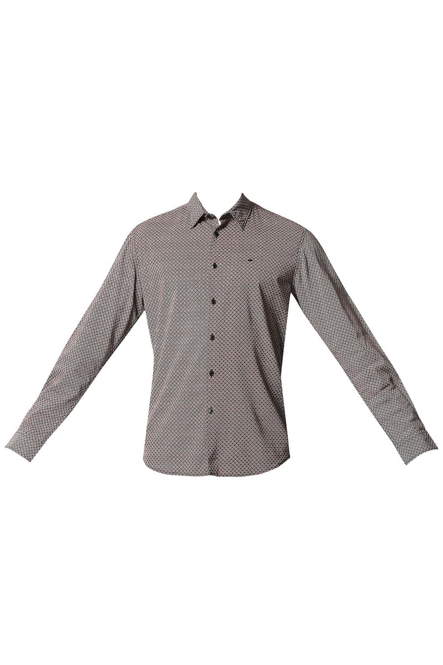 BASICS SLIM FIT FORMULA RED COTTON VISCOSE PRINTED SHIRT