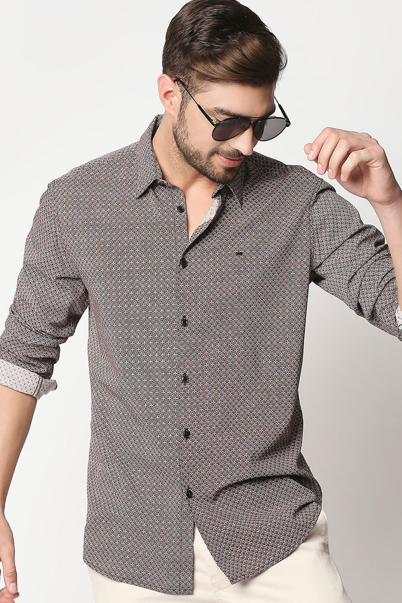 Slim Fit Cotton Viscose Printed Shirt