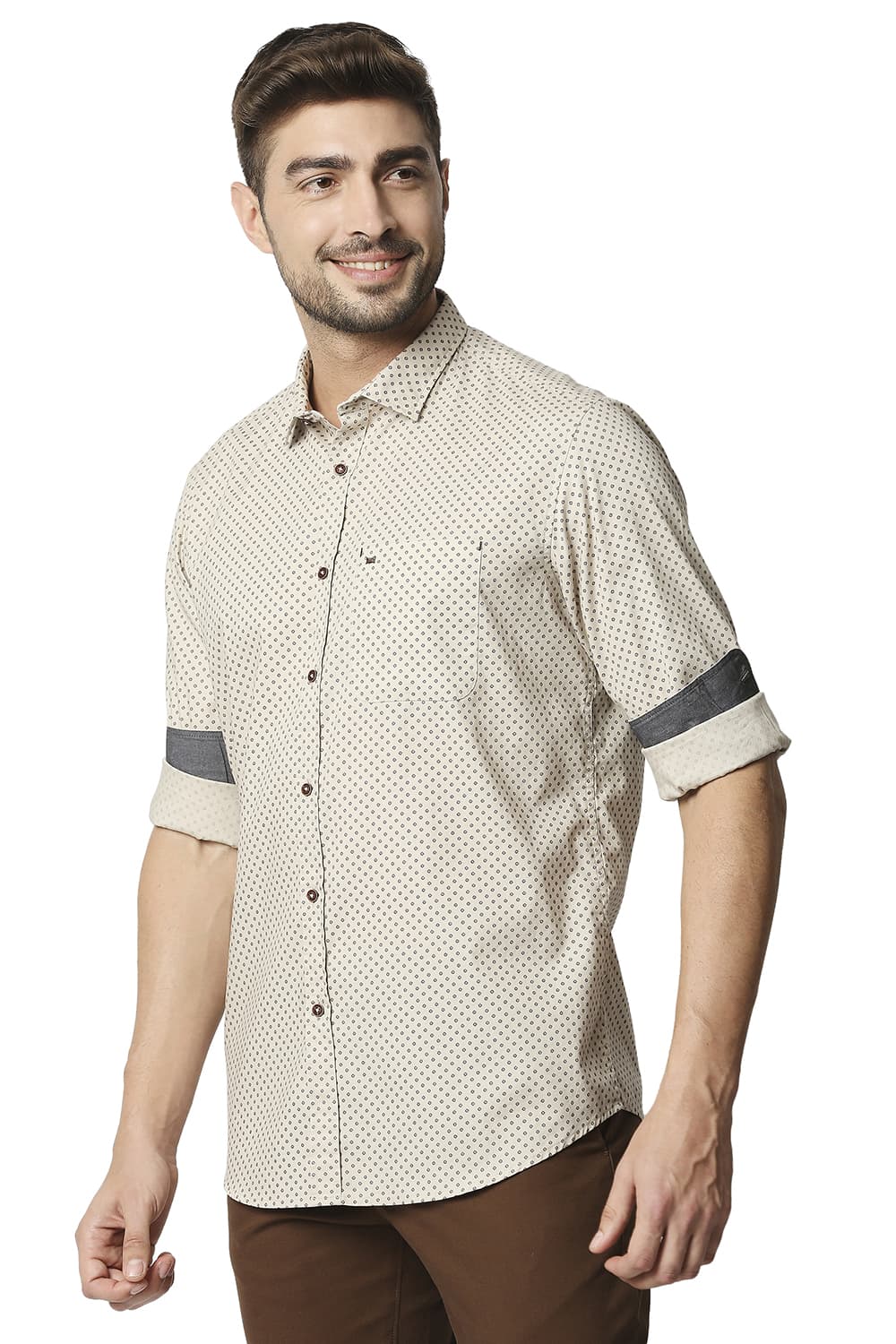 BASICS SLIM FIT OXFORD PRINTED SHIRT