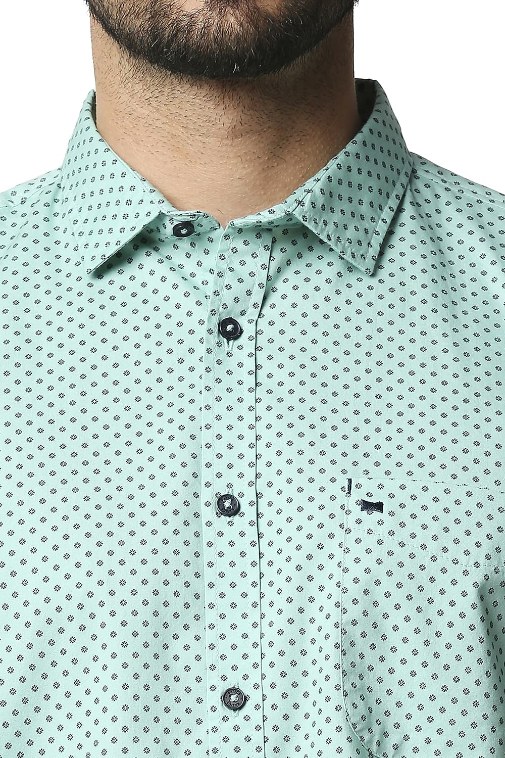 BASICS SLIM FIT OXFORD PRINTED SHIRT