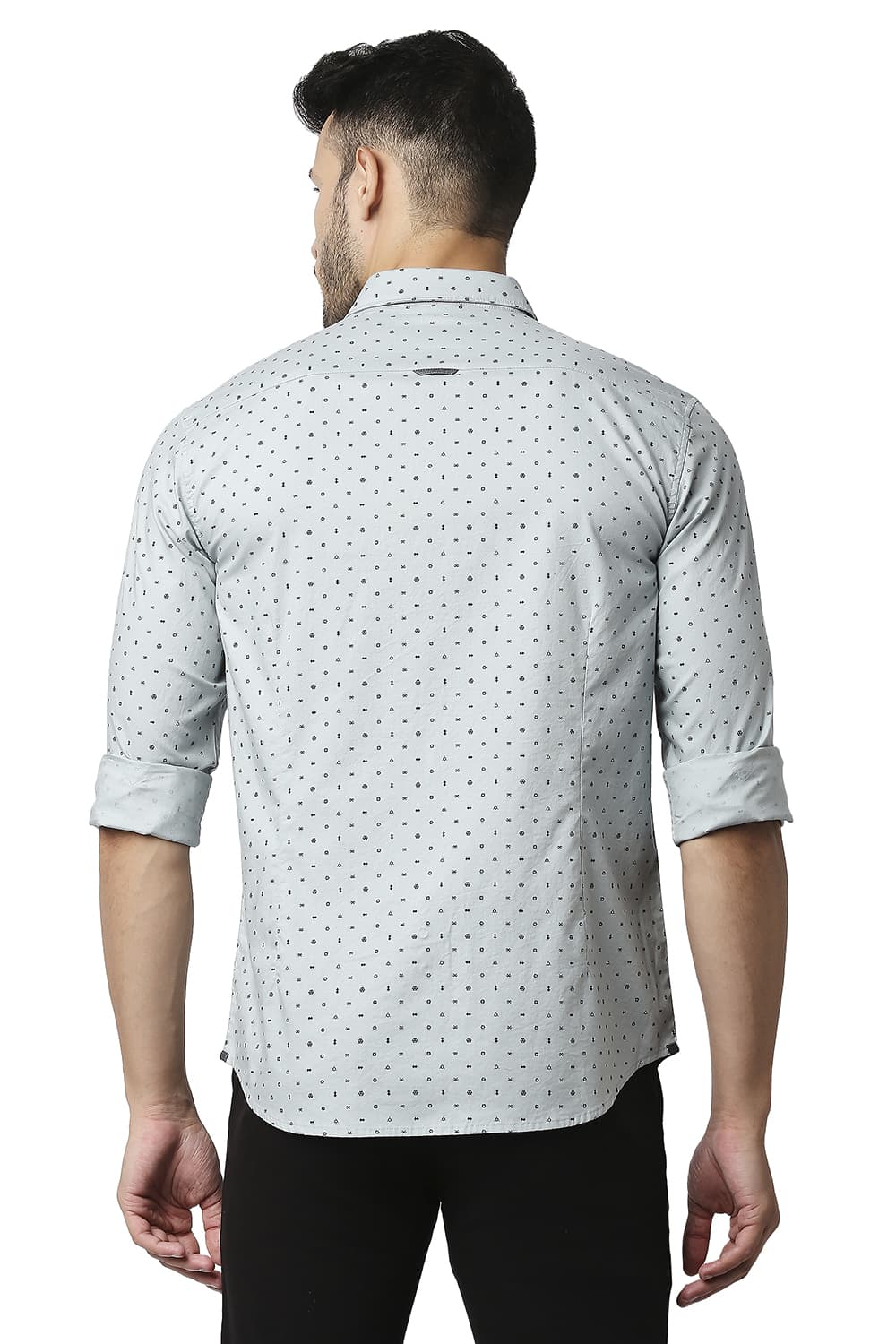 BASICS SLIM FIT OXFORD PRINTED SHIRT