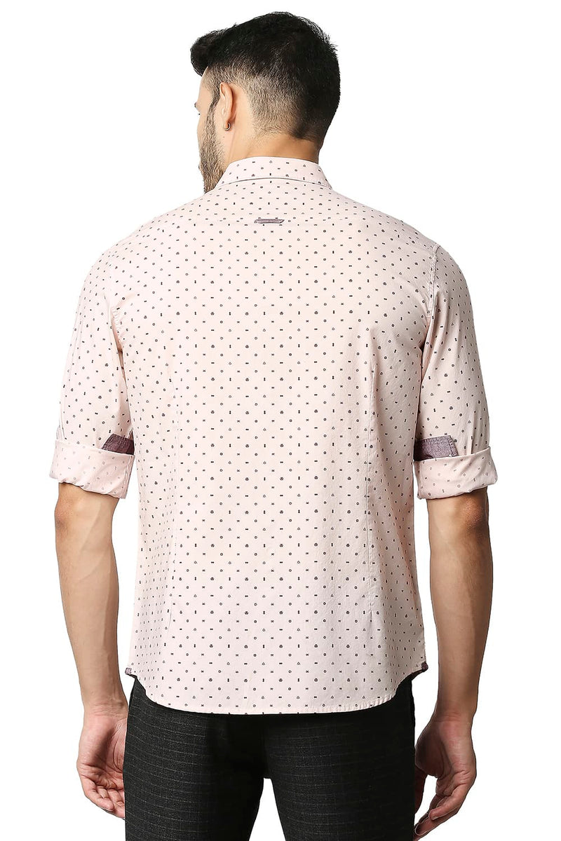 BASICS SLIM FIT OXFORD PRINTED SHIRT