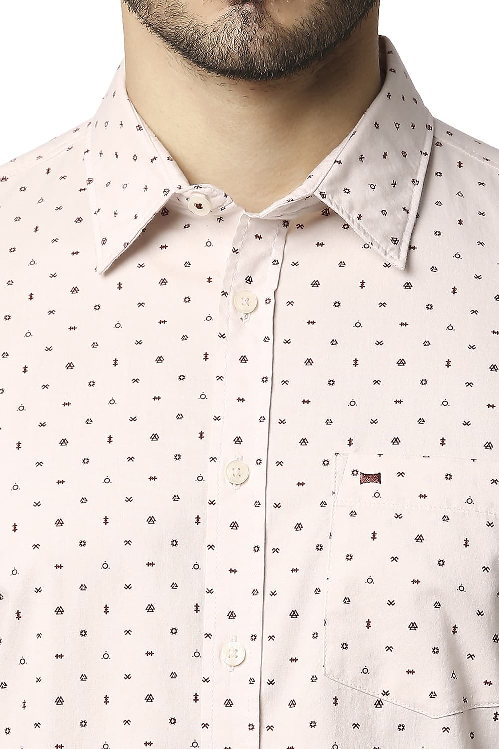 BASICS SLIM FIT OXFORD PRINTED SHIRT