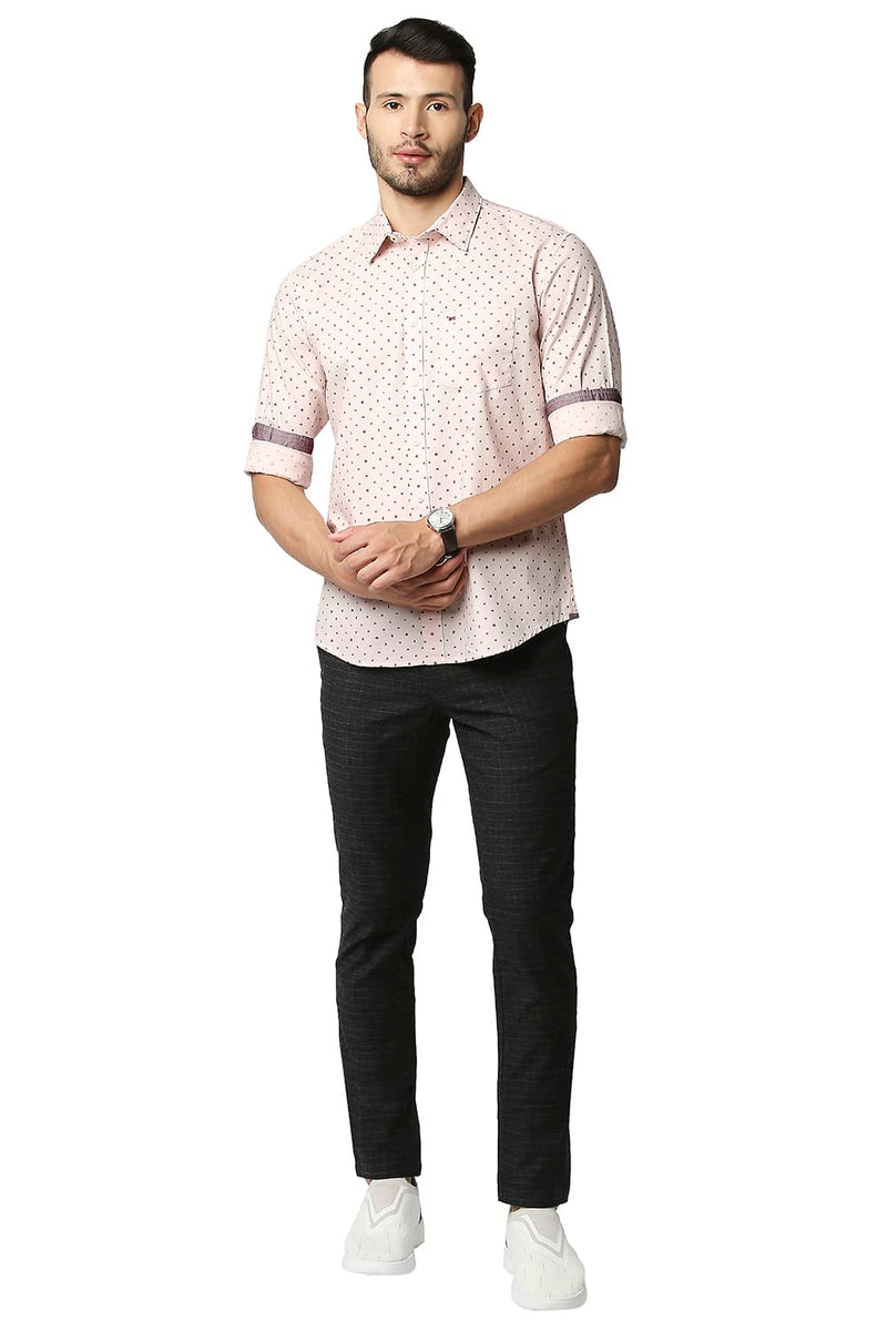 BASICS SLIM FIT OXFORD PRINTED SHIRT