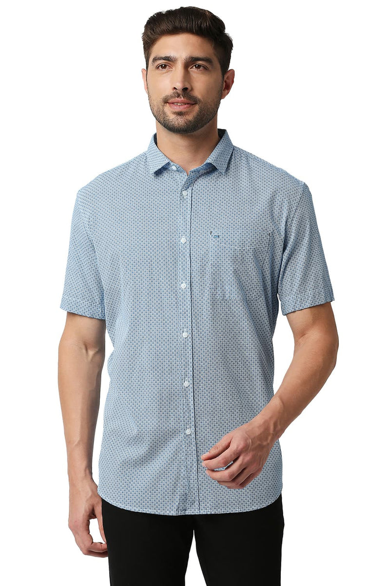 Basics Slim Fit Poplin Printed Shirt