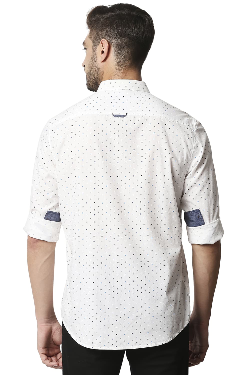 BASICS SLIM FIT POPLIN PRINTED SHIRT