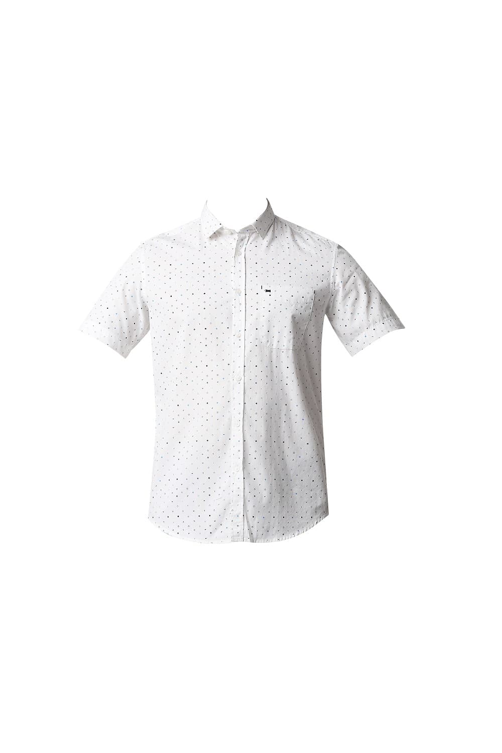 BASICS SLIM FIT POPLIN PRINTED HALFSLEEVES SHIRT