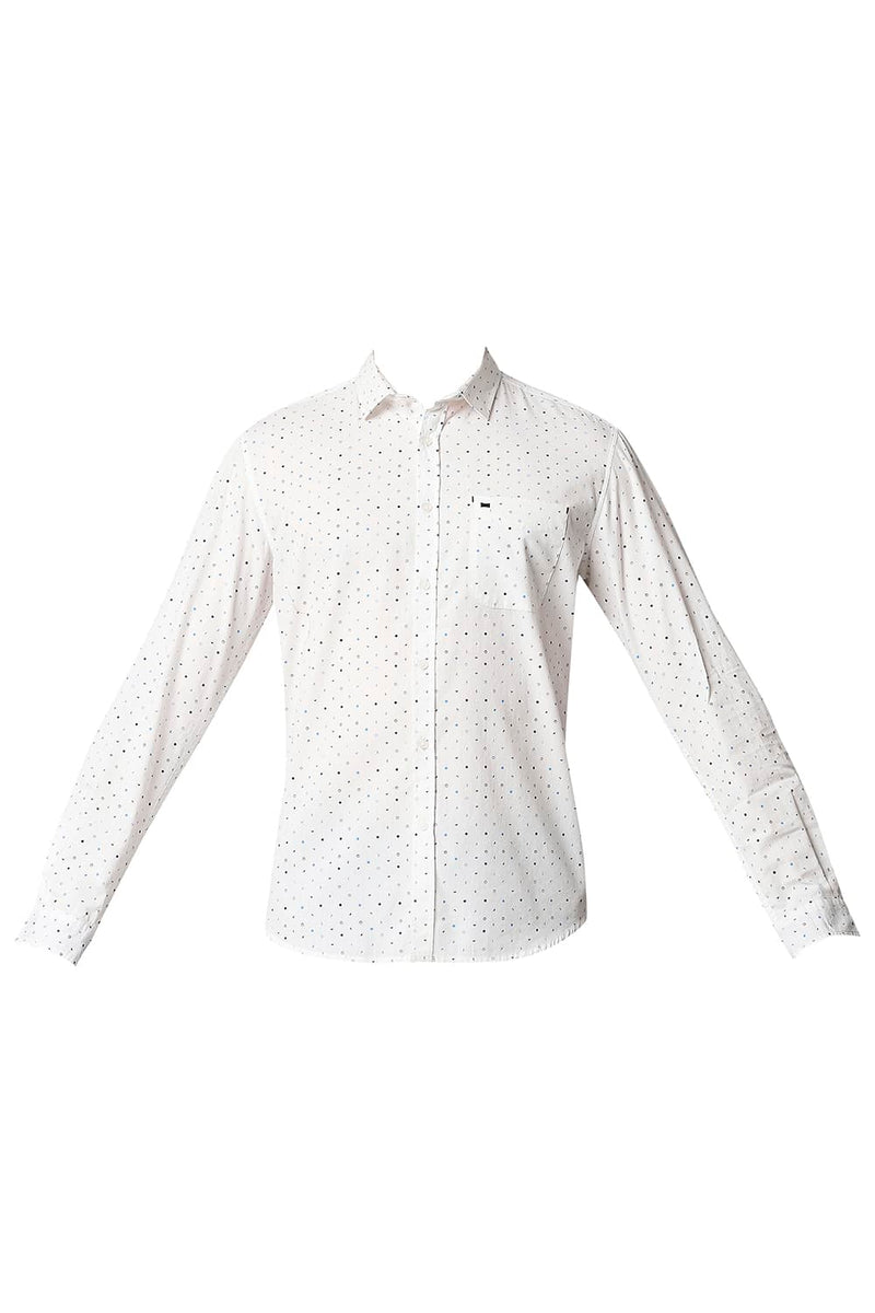 BASICS SLIM FIT POPLIN PRINTED SHIRT