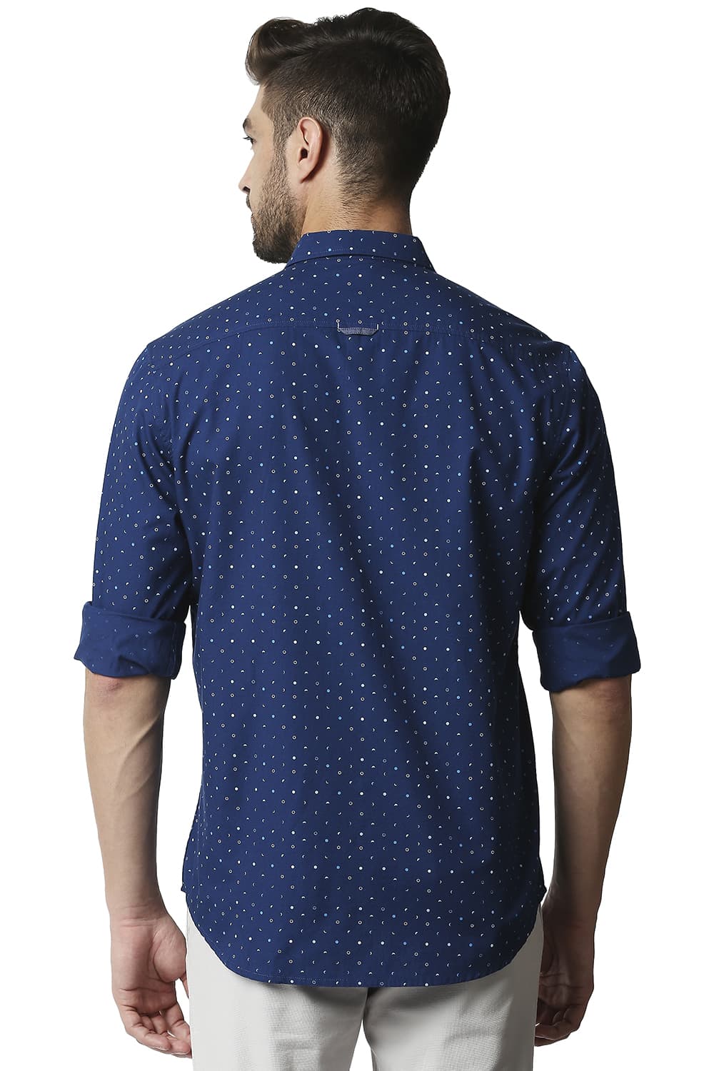 BASICS SLIM FIT POPLIN PRINTED SHIRT