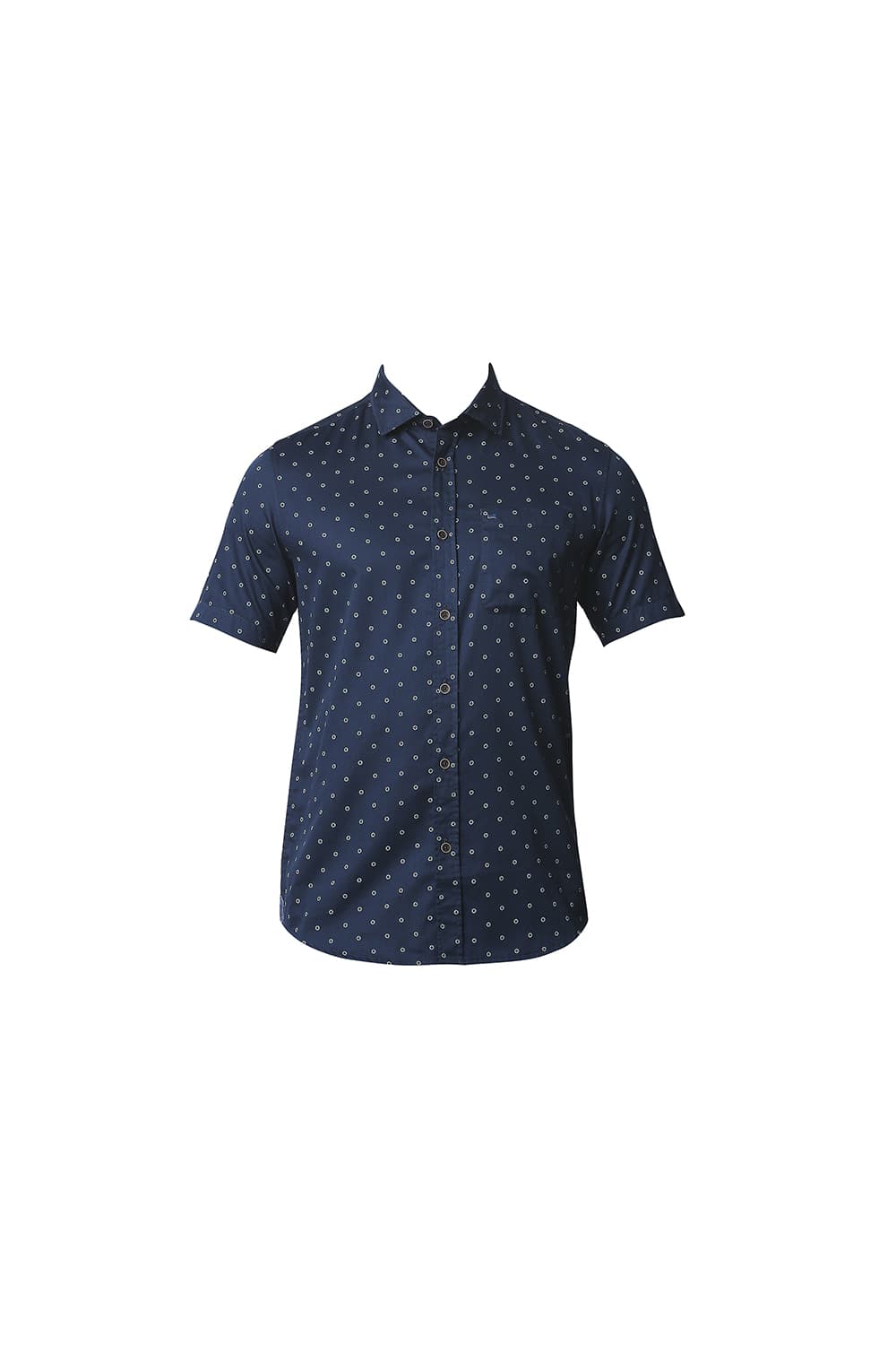 BASICS SLIM FIT SATIN PRINTED HALFSLEEVES SHIRT