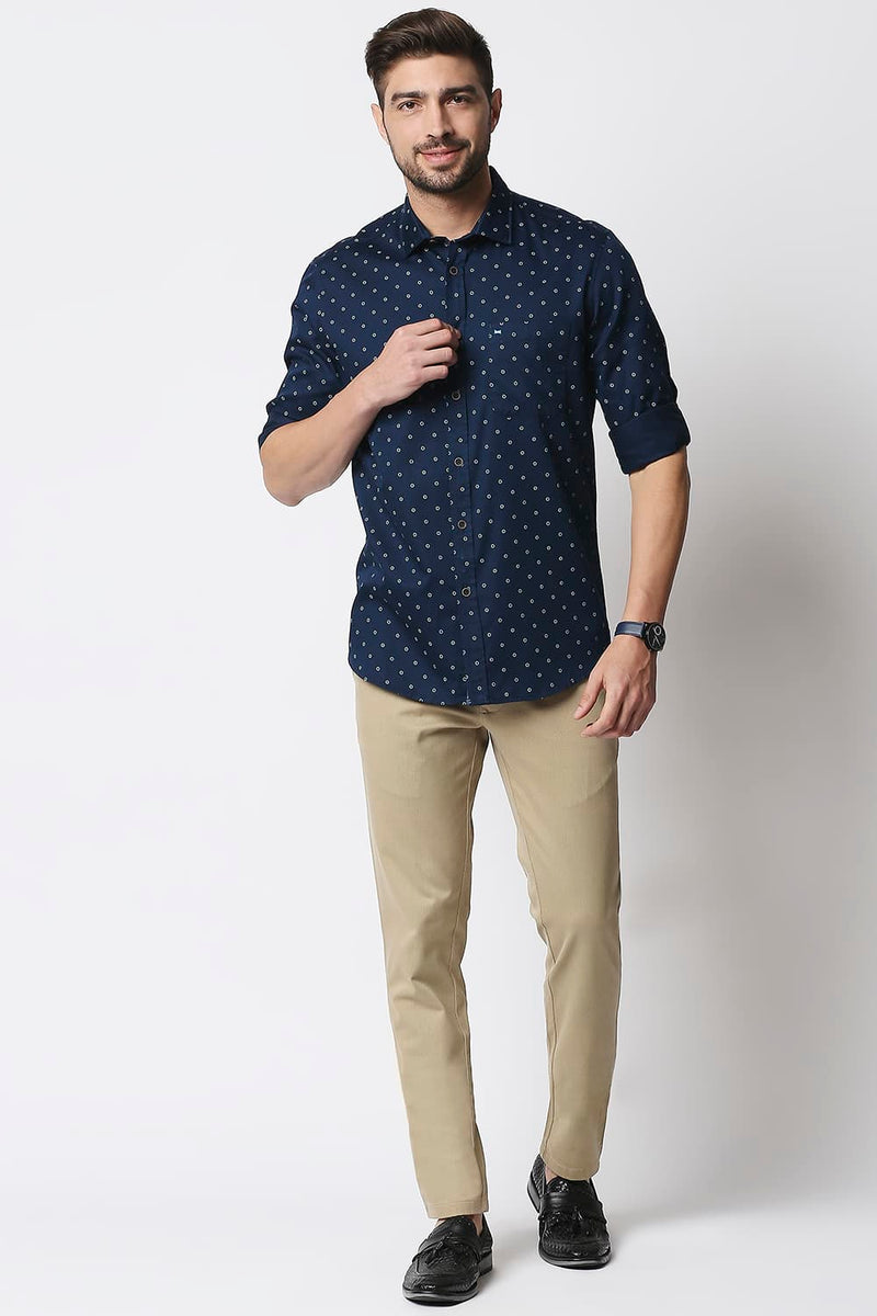 Slim Fit Satin Printed Shirt