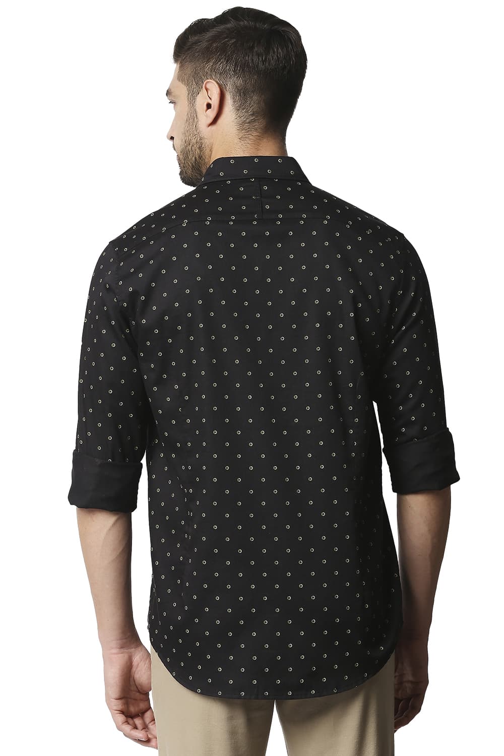 BASICS SLIM FIT SATIN PRINTED SHIRT