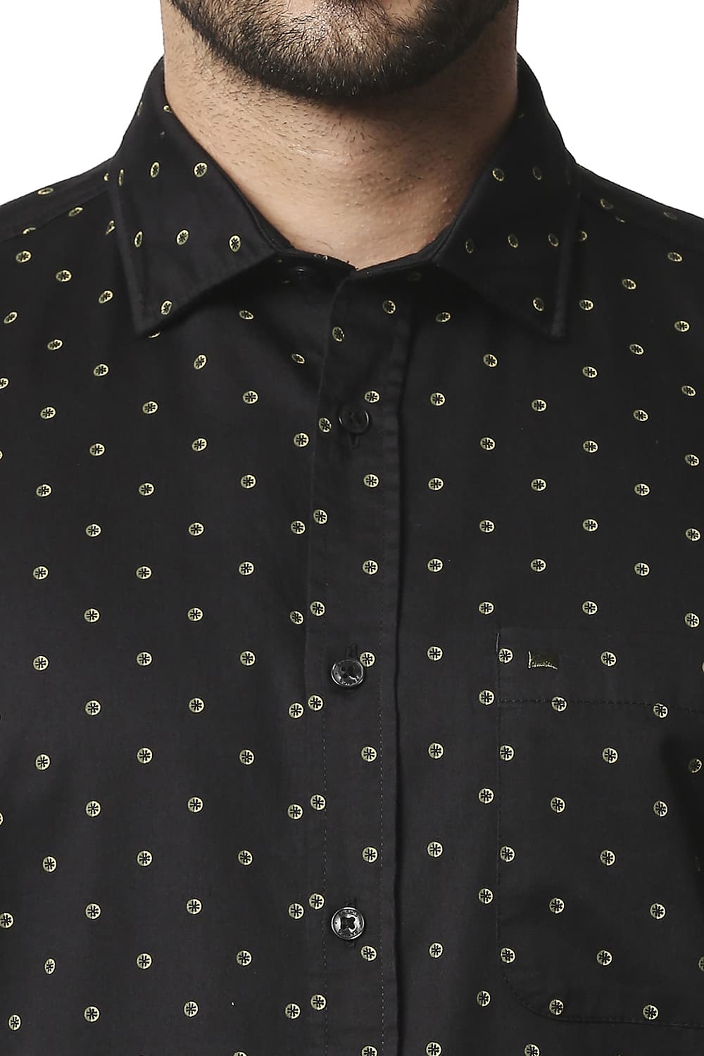 BASICS SLIM FIT SATIN PRINTED SHIRT