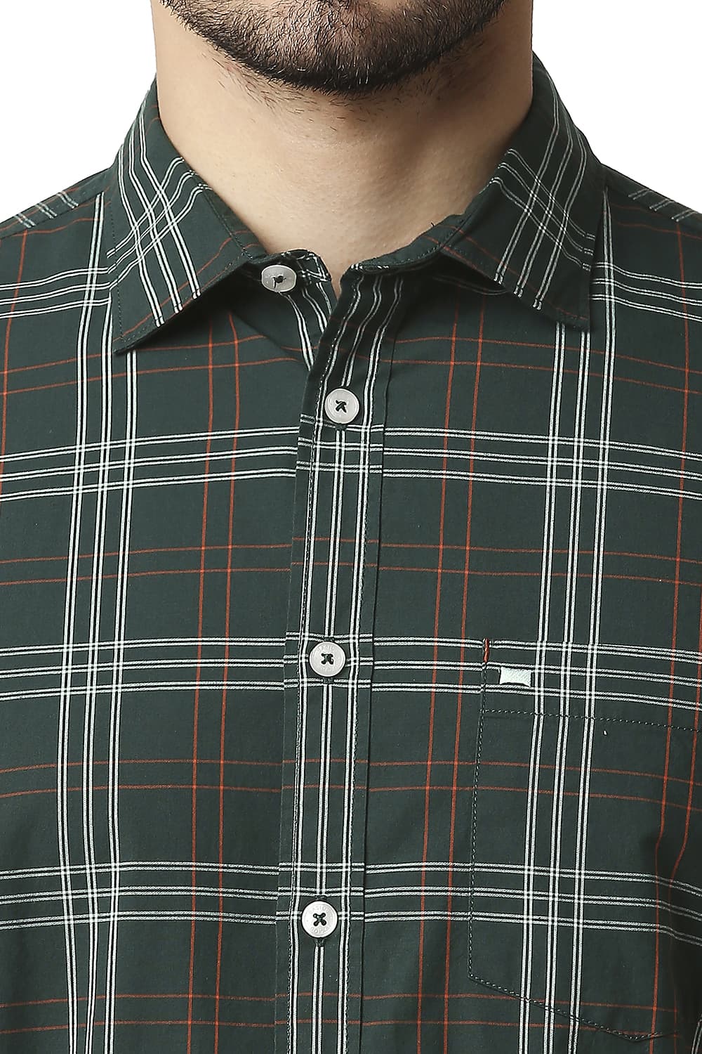 BASICS SLIM FIT COTTON CHECKS HALFSLEEVES SHIRT