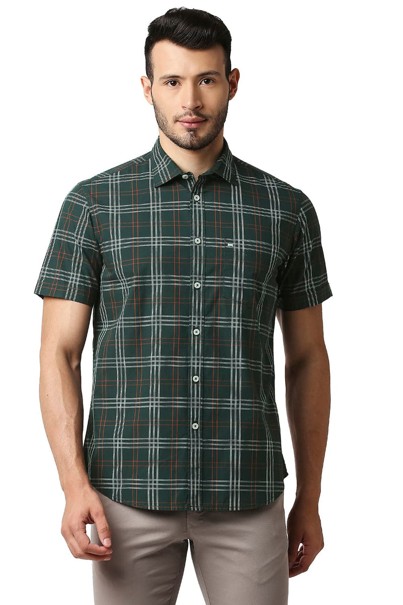 BASICS SLIM FIT COTTON CHECKS SHIRT