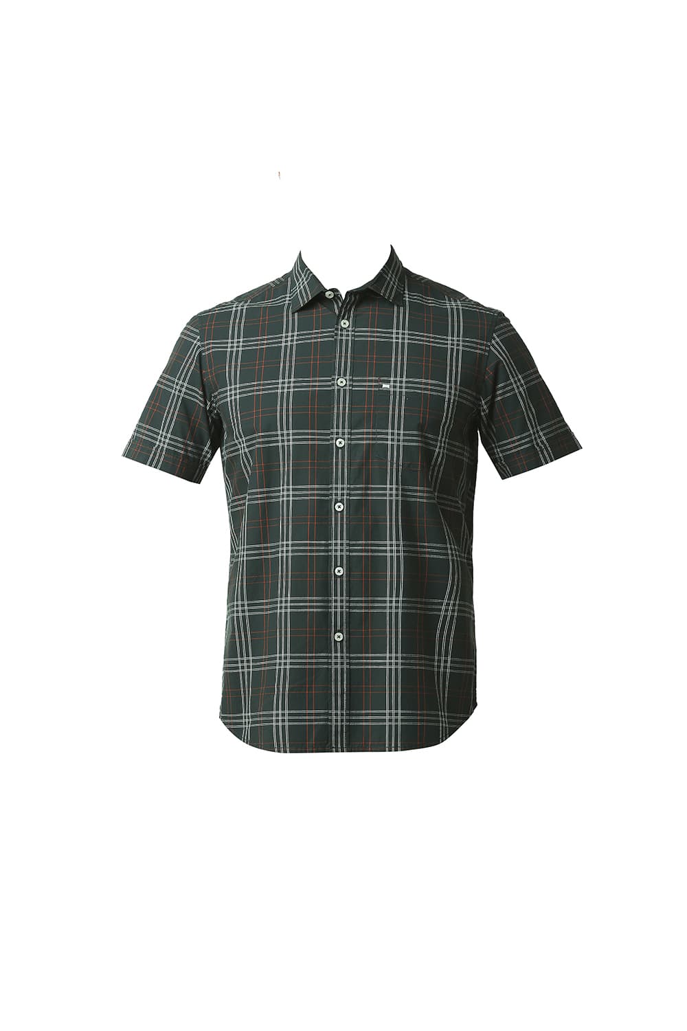 BASICS SLIM FIT COTTON CHECKS HALFSLEEVES SHIRT