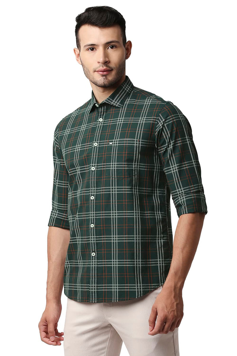 BASICS SLIM FIT COTTON CHECKS SHIRT