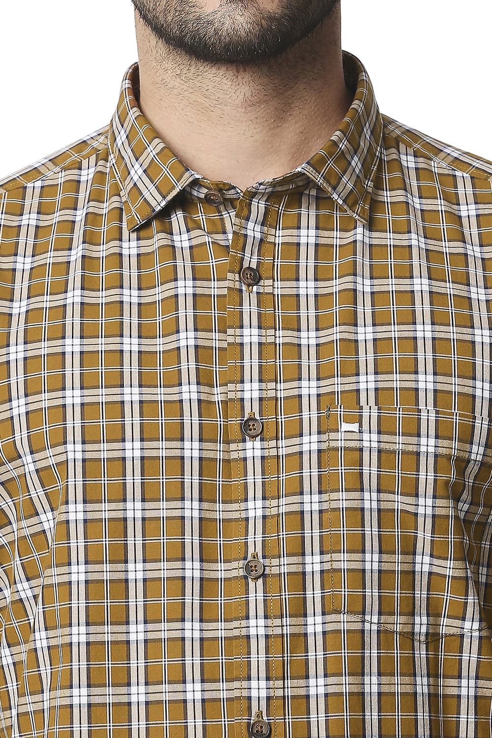 BASICS SLIM FIT CHECKS HALFSLEEVES SHIRT