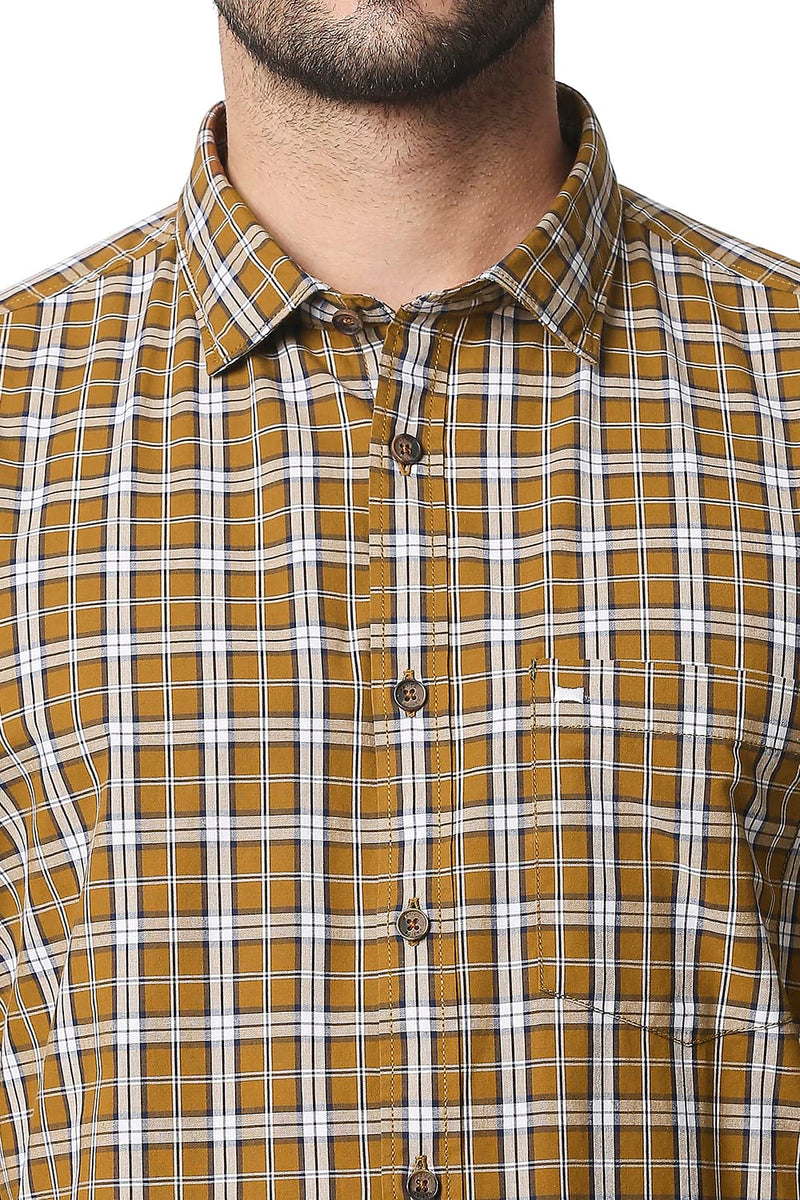 BASICS SLIM FIT CHECKS HALFSLEEVES SHIRT