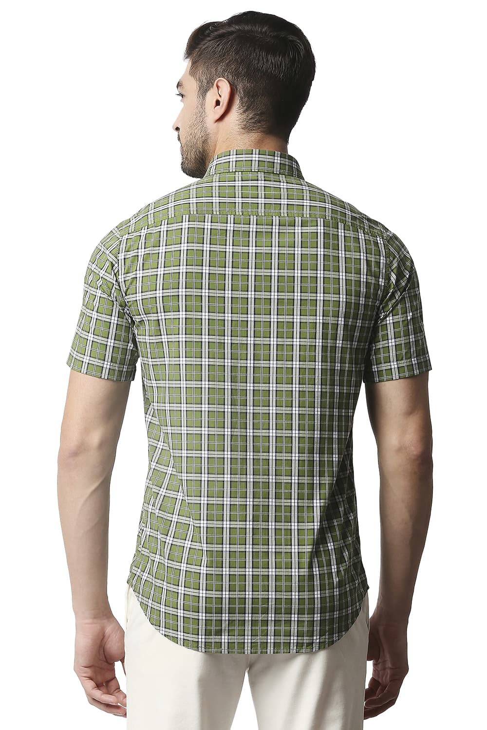 BASICS SLIM FIT CHECKS HALFSLEEVES SHIRT