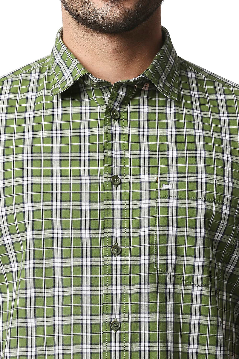 BASICS SLIM FIT CHECKS HALFSLEEVES SHIRT