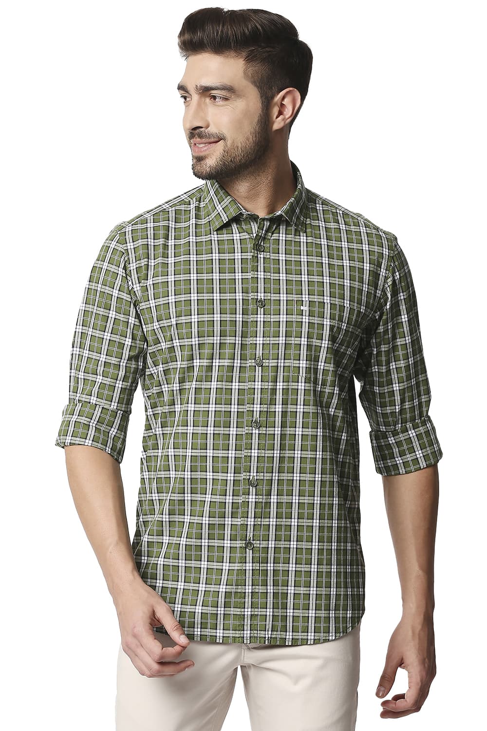 BASICS SLIM FIT CHECKS SHIRT