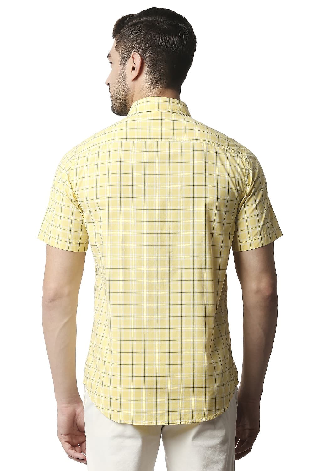 BASICS SLIM FIT CHECKS HALFSLEEVES SHIRT