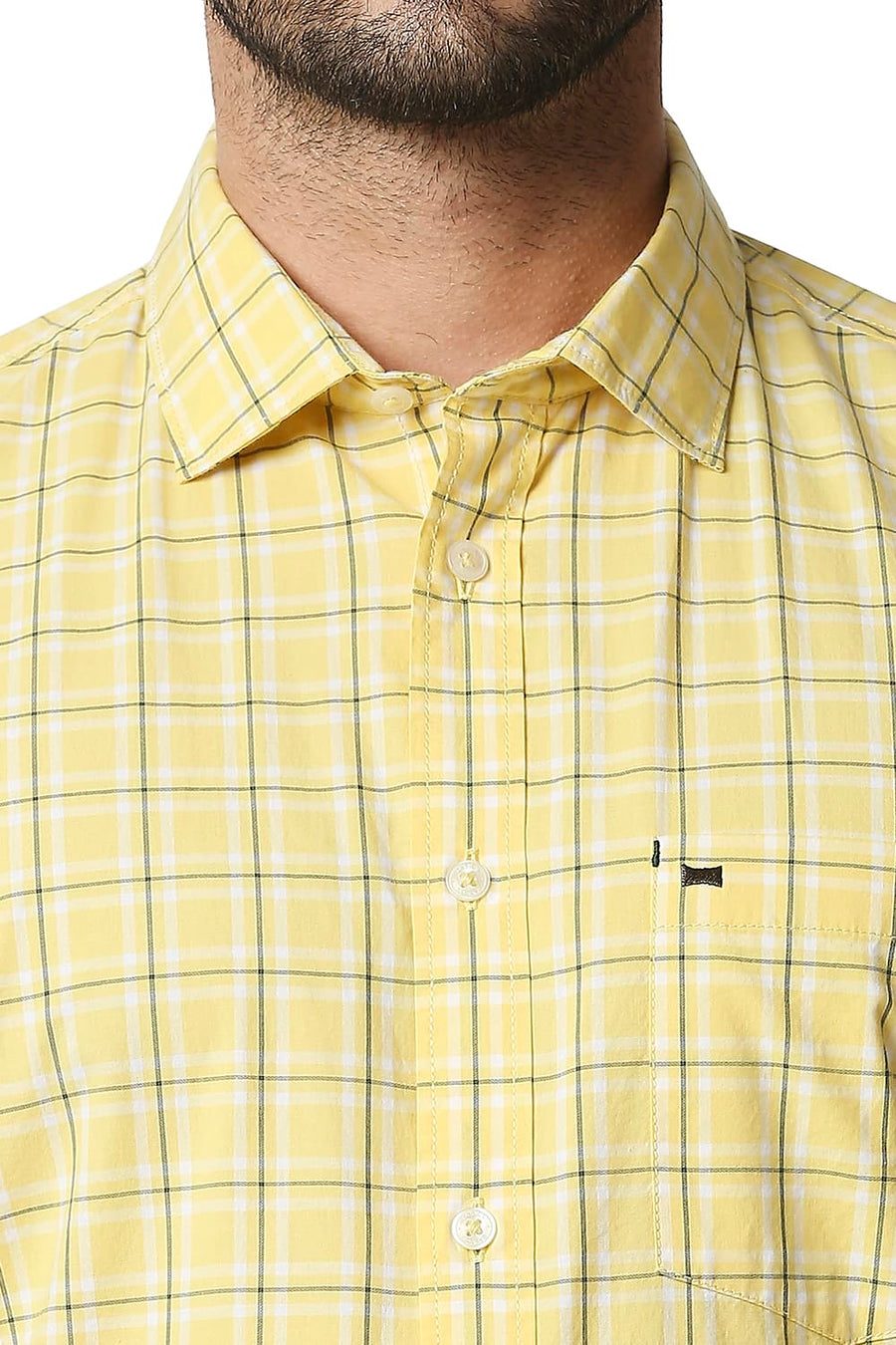 BASICS SLIM FIT LEMON DROP YELLOW CHECKS SHIRT